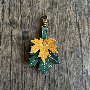 Portland Leather Green and Yellow Leaf Key Holder